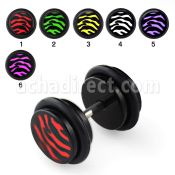 ilagr7 plug falso acrilico negro logo rayas cebra extra anillos goma 8mm al por mayor