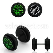 ilagr9 plug falso acrilico negro logo rayas cebra impresas extra anillos goma 8mm venta