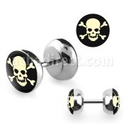 ilpe plug falso acero quirurgico logo calavera blanca fondo negro 8mm mayorista