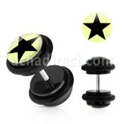 ilvgr14 plug falso acrilico negro logo estrella negro anillos goma 8mm mayorista