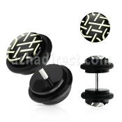ilvgr20 plugs falsos acrilicos negros logo tejido negro blanco anillos goma 8mm venta