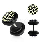 ilvgr21 plug falso acrilico negro logo tejido anillos goma 8mm venta