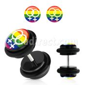 ilvgr9 plug falso acrilico negro logo femenino doble sobre arcoiris anillos goma 8mm distribuidor mayorista