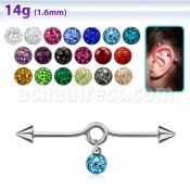incnd6 barbell industrial loop con aro acero 316l conos 5mm bola 6mm multi cristal ferido distribuidor