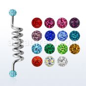 indfr5 barbell industrial espiral acero 316l bolas multi cristal ferido 5mm al por mayor