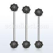 indsh34 barbell industrial acero quirurgico rosas negras al por mayor