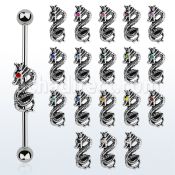 indsh35 barbell industrial acero dos bolas dragon acero fundido ojo cristal centro barra