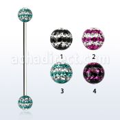 infr5d barbell industrial acero 316l bolas multi cristal ferido 5mm triple linea al por mayor