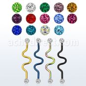 intafr5 barbell industrial zig zag acero quirurgico anodizado bolas multi cristal ferido 5mm distribuidor