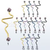 intefr5a barbell industrial corazon acero 316l anodizado bolas multi cristal 5mm puntos mayorista