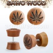 iplswb plug falso madera sawo barra acero quirurgico logo marihuana rayado laser al por mayor