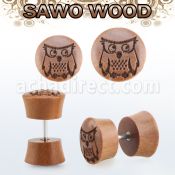 iplswg plugs falso madera sawo barra acero quirurgico logo buho rayado laser mayorista