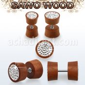 ipswmc plug falso madera sawo multi cristal ferido lado madera sawo lisa mayorista