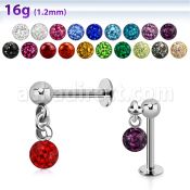 lber2 labret acero 316l bola acero liso 3mm bola multi cristal ferido 4mm mayorista