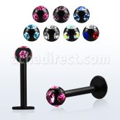 lbkca labret acero quirurgico anodizado negro rosca interna bola multi cristal 3mm 8mm distribuidor mayorista