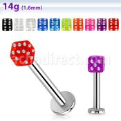 lbuvdic labret acero quirurgico dado acrilico uv multi cristal 4mm 8mm al por mayor