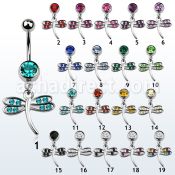 mcd392 piercing ombligo acero quirurgico bola joya bisel 8mm libelula alas cristal 10mm mayorista