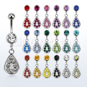 mcd403 piercing ombligo acero quirurgico bola joya bisel 8mm lagrima gota cristal 10mm distribuidor mayorista