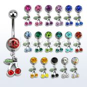 mcd447 piercing ombligo acero quirurgico bola joya bisel 8mm cerezas cristal s 10mm venta