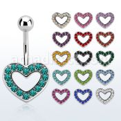 mcd499 piercing ombligo acero quirurgico corazon cristal 10mm distribuidor