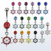 mcd633 piercing ombligo acero quirurgico bola joya bisel 8mm timon cristal colgado 10mm venta