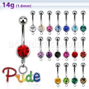 mcd648 piercing ombligo acero quirurgico bola joya bisel 8mm palabra pride colores orgullo gay 10mm venta