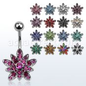 mcd692 piercing ombligo acero quirurgico flor cristal inferior al por mayor