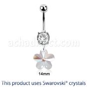 mcd720 piercing ombligo acero quirurgico zirconia 8mm cristal swarovski flor colgado  10mm distribuidor mayorista