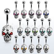 mcd753c piercing ombligo acero quirurgico calavera moldeada ojos cristal distribuidor