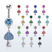 mcd764 piercing ombligo acero quirurgico bola joya bisel 8mm colgante seta cristal plata distribuidor