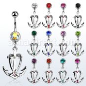 mcda2 piercing ombligo acero quirurgico bola joya bisel 8mm ancla cristal 10mm distribuidor