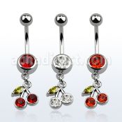 mcdchz piercing ombligo acero quirurgico bola joya bisel 8mm cristal cerezas colgado 10mm distribuidor mayorista