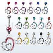 mcdhrc1 piercing ombligo acero quirurgico bola joya bisel 8mm corazon colgado dentro marco corazon cristal 10mm venta