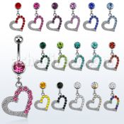 mcdhrc4 piercing ombligo acero quirurgico bola joya bisel 8mm corazon inclinado cristal colgado 10mm distribuidor mayorista
