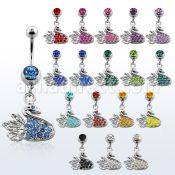 mcdsw piercing ombligo acero quirurgico bola joya bisel 8mm cisne multi cristal colgado 10mm distribuidor