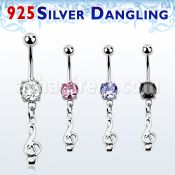 mcdvd17 piercing ombligo acero 316l zirconia redonda 8mm nota musical plata esterlina distribuidor mayorista