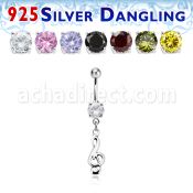 mcdvd17 piercing ombligo acero 316l zirconia redonda 8mm nota musical plata esterlina distribuidor mayorista