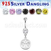 mcdvd26 piercing ombligo acero 316l zirconia redonda 8mm colgante letra china hecho plata 925 distribuidor