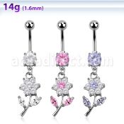 mcdz178 piercing ombligo acero quirurgico zirconia 8mm flor zirconia 10mm distribuidor mayorista