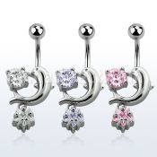 mcdz384 piercing ombligo acero quirurgico delfin zirconia redonda zirconia estrella 10mm venta