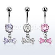 mcdz408 piercing ombligo acero quirurgico zirconia redonda 8mm lazo zirconia colgado al por mayor