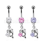mcdz7 piercing ombligo acero quirurgico zirconia 8mm delfin colgado zirconia redonda engastada distribuidor mayorista