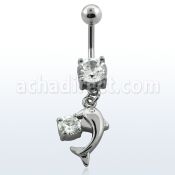 mcdz7x piercing ombligo acero quirurgico zirconia 8mm delfin colgado zirconia redonda 10mm mayorista