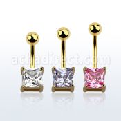 mdgz525 piercing ombligo acero 316l anodizado dorado zirconia cuadrada 8mm distribuidor