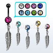 mdk654 piercing ombligo acero quirurgico pvd bola lisa 5mm bola joya 8mm pluma 10mm distribuidor mayorista