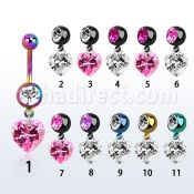 mdkz529 piercing ombligo acero quirurgico pvd bola lisa 5mm bola joya 8mm zirconia corazon 9mm 10mm venta