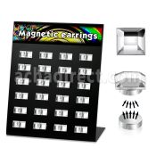 mg87 display 24 pares cristal magneticos cuadrados 6mm oreja distribuidor