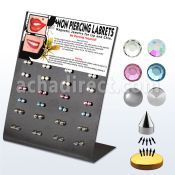 mg91 display 48 piercings labret falsos acrilicos magneticos formas bola cono cristal al por mayor