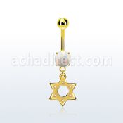mgodsr piercing ombligo acero 316l pvd dorado opalo redondo colgante acero estrella david venta
