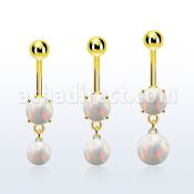 mgoopb piercing ombligo acero 316l pvd dorado opalo redondo colgante bola opalo 8mm mayorista